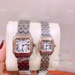 Panthere De Cartier Quartz Watches SS Rose Gold Bezel